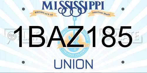 1BAZ185 Mississippi License Plate