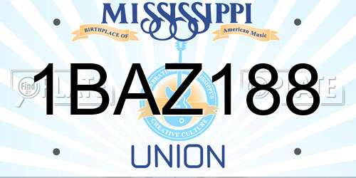 1BAZ188 Mississippi License Plate