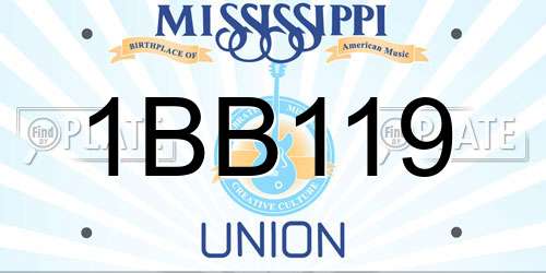 1BB119 Mississippi License Plate