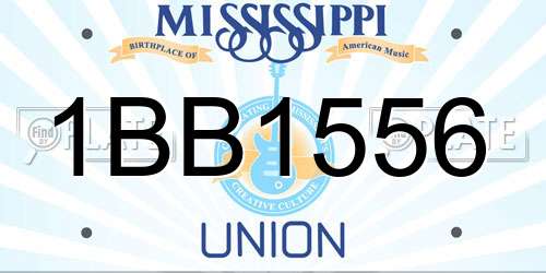 1BB1556 Mississippi License Plate