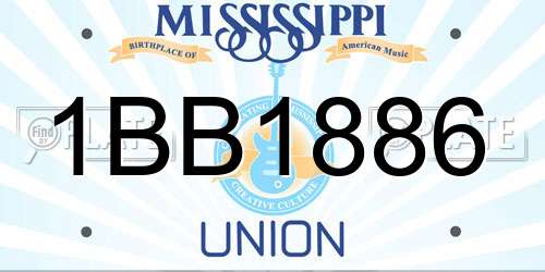 1BB1886 Mississippi License Plate