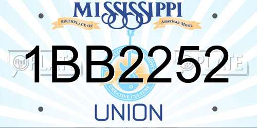 1BB2252 Mississippi License Plate