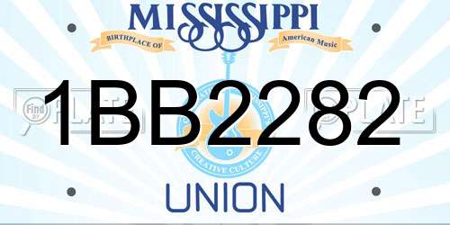 1BB2282 Mississippi License Plate