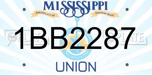 1BB2287 Mississippi License Plate