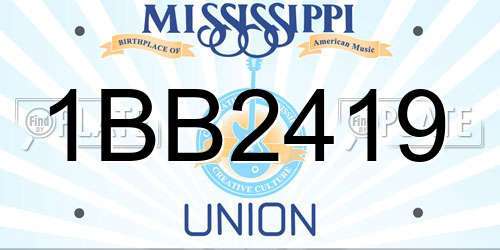 1BB2419 Mississippi License Plate