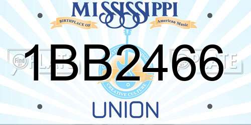 1BB2466 Mississippi License Plate