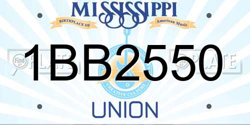 1BB2550 Mississippi License Plate