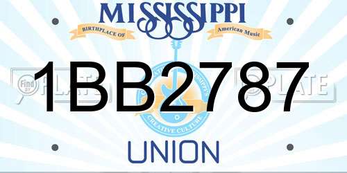 1BB2787 Mississippi License Plate