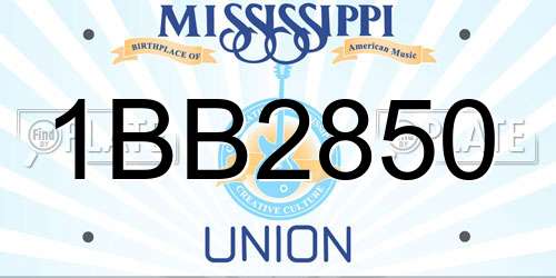 1BB2850 Mississippi License Plate