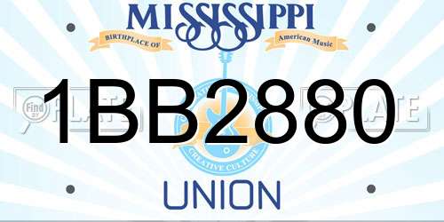 1BB2880 Mississippi License Plate