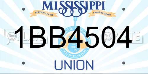 1BB4504 Mississippi License Plate