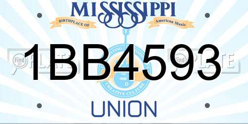 1BB4593 Mississippi License Plate