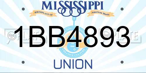1BB4893 Mississippi License Plate