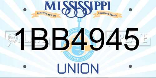 1BB4945 Mississippi License Plate