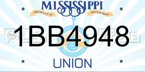1BB4948 Mississippi License Plate