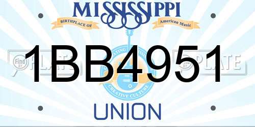 1BB4951 Mississippi License Plate