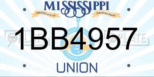 1BB4957 Mississippi License Plate