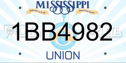 1BB4982 Mississippi License Plate