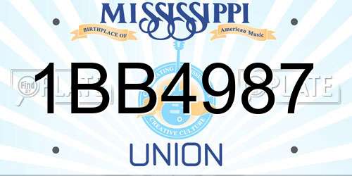 1BB4987 Mississippi License Plate