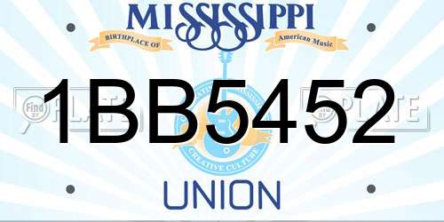1BB5452 Mississippi License Plate