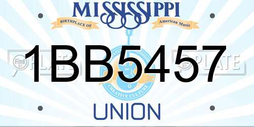 1BB5457 Mississippi License Plate