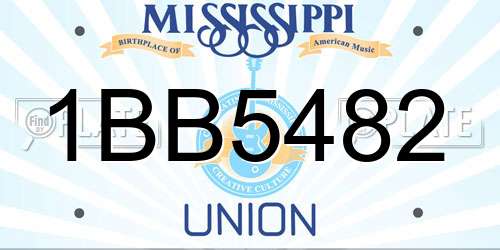 1BB5482 Mississippi License Plate
