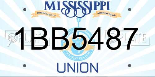 1BB5487 Mississippi License Plate