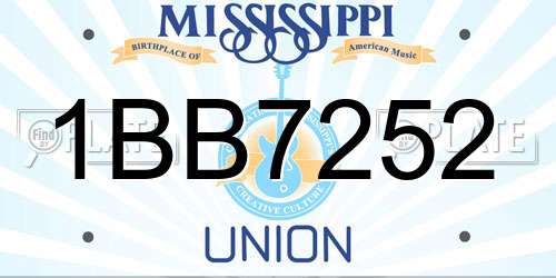 1BB7252 Mississippi License Plate