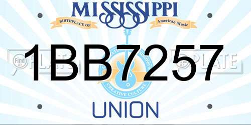 1BB7257 Mississippi License Plate