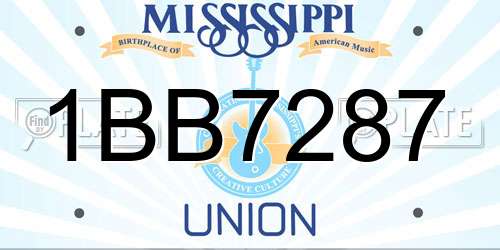1BB7287 Mississippi License Plate