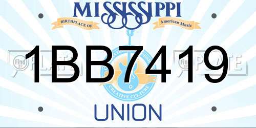 1BB7419 Mississippi License Plate