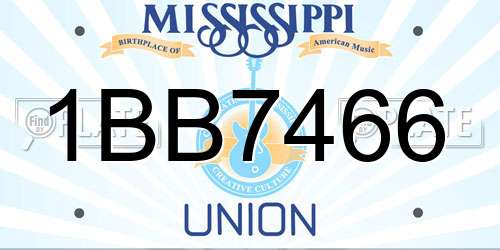 1BB7466 Mississippi License Plate