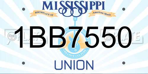 1BB7550 Mississippi License Plate