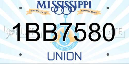 1BB7580 Mississippi License Plate