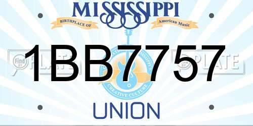 1BB7757 Mississippi License Plate