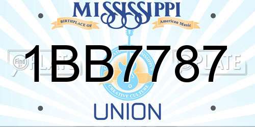 1BB7787 Mississippi License Plate