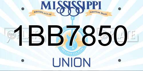 1BB7850 Mississippi License Plate