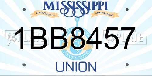1BB8457 Mississippi License Plate