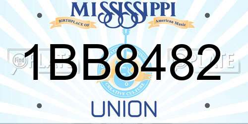 1BB8482 Mississippi License Plate