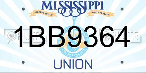 1BB9364 Mississippi License Plate