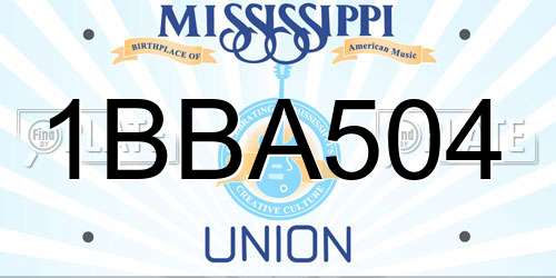 1BBA504 Mississippi License Plate