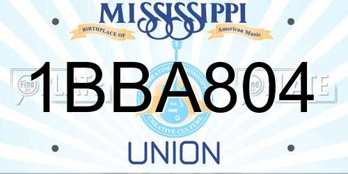 1BBA804 Mississippi License Plate