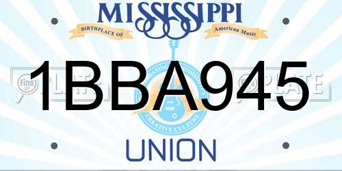 1BBA945 Mississippi License Plate