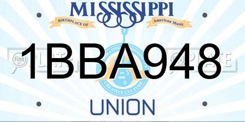 1BBA948 Mississippi License Plate