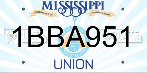 1BBA951 Mississippi License Plate