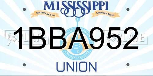 1BBA952 Mississippi License Plate