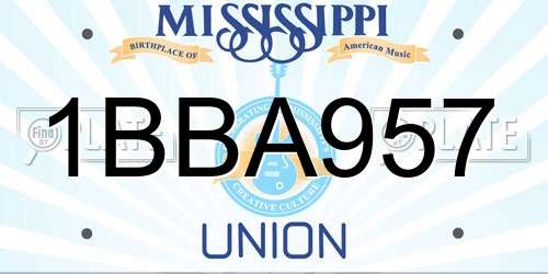 1BBA957 Mississippi License Plate