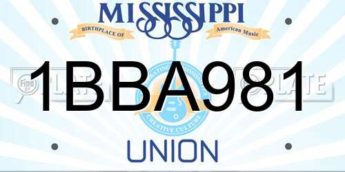 1BBA981 Mississippi License Plate