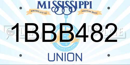 1BBB482 Mississippi License Plate