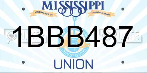 1BBB487 Mississippi License Plate